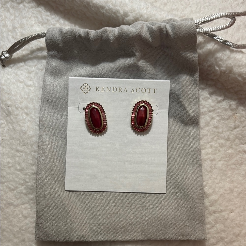 Kendra Scott Red Gemstone Stud Earrings